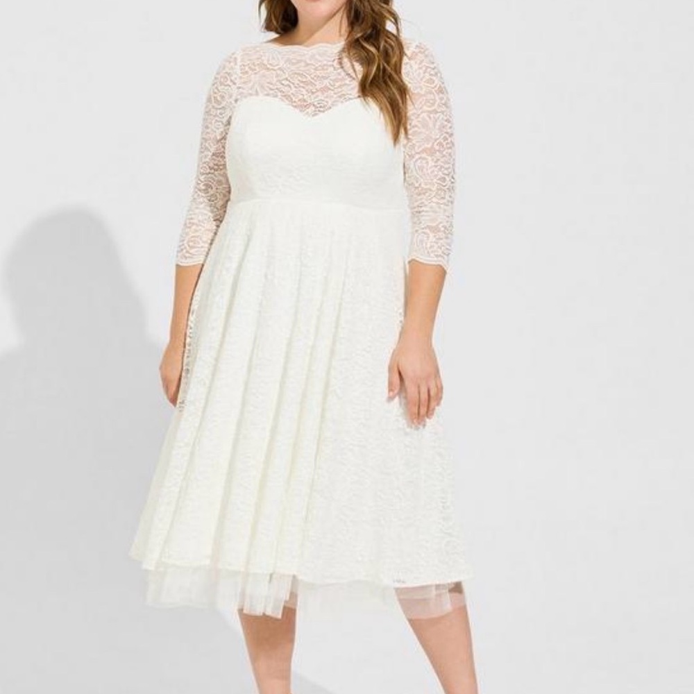 Torrid Ever After Ivory Lace Tea-Length Wedding Dress - 18 NWT